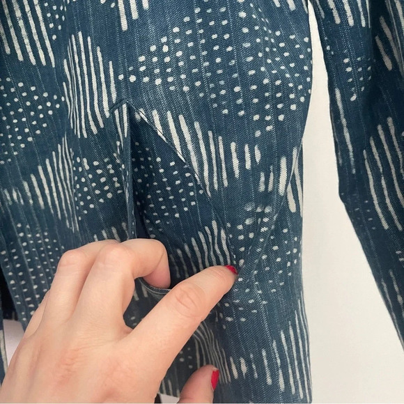 Eileen Fisher Hand-Printed Indigo Organic Cotton Round Neck Jacket Blue - Picture 6 of 6